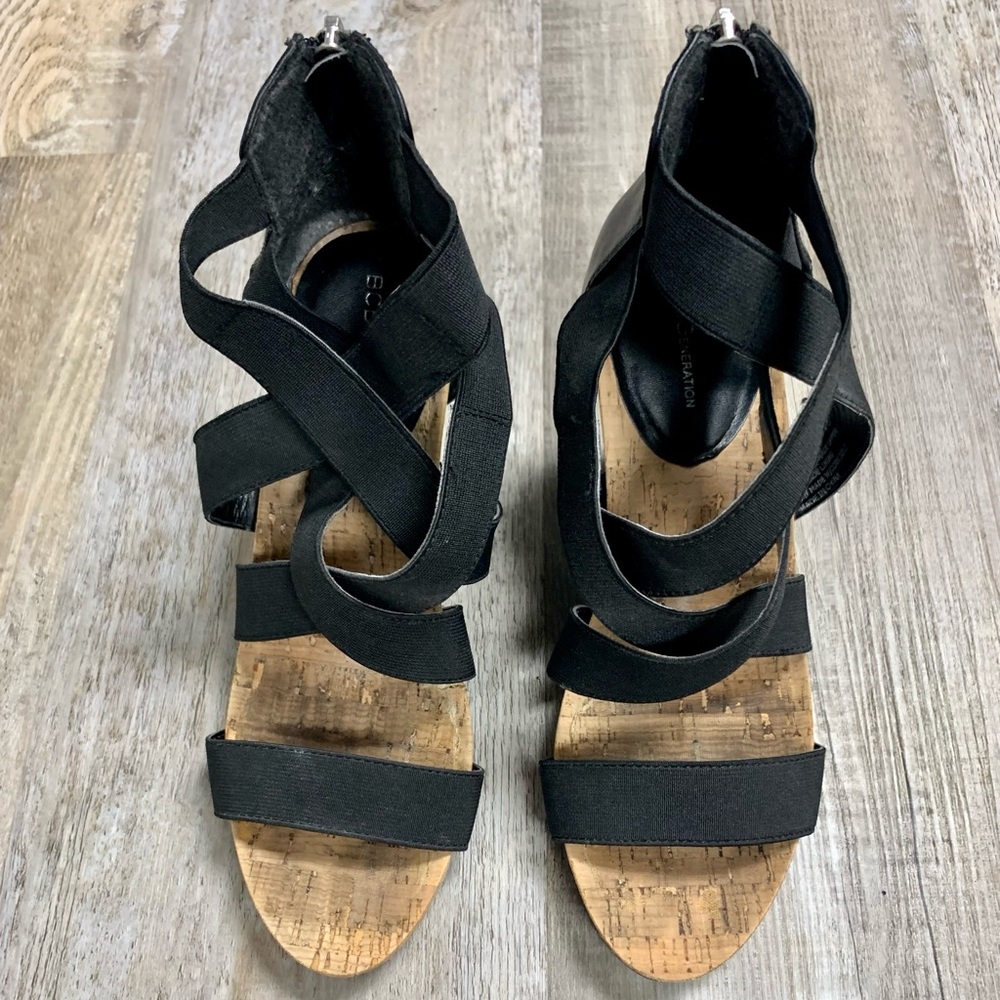 BCBG Strappy Wedge Sandals